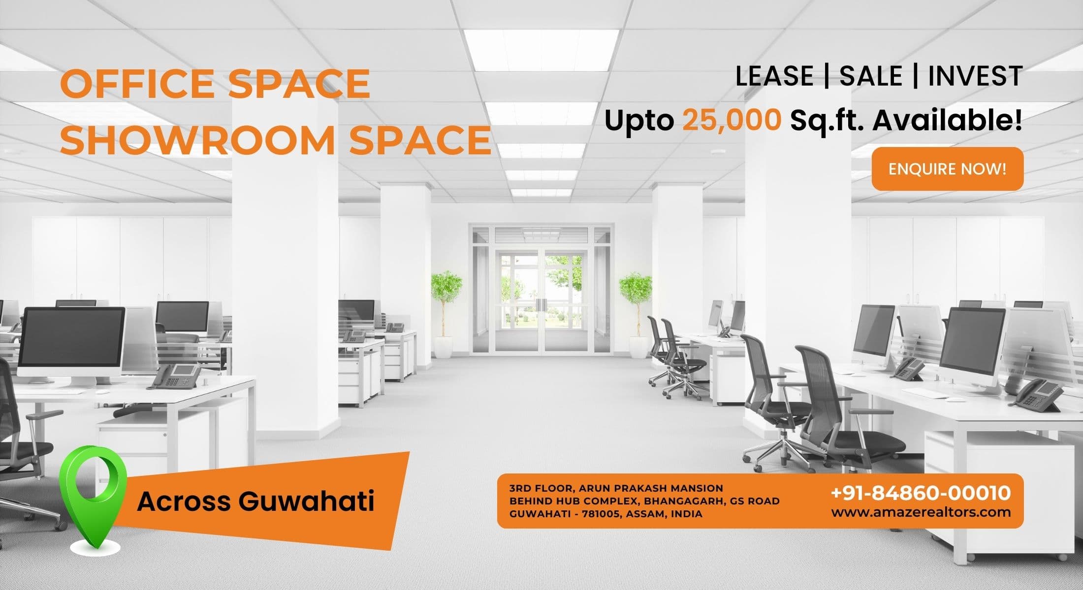 Office and showroom space across Guwahati — lease, sale, invest